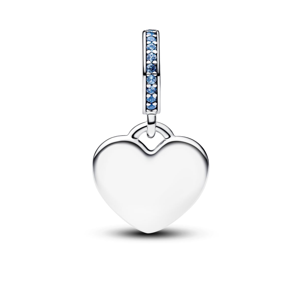 Engravable Heart Blue Stone Dangle Charm