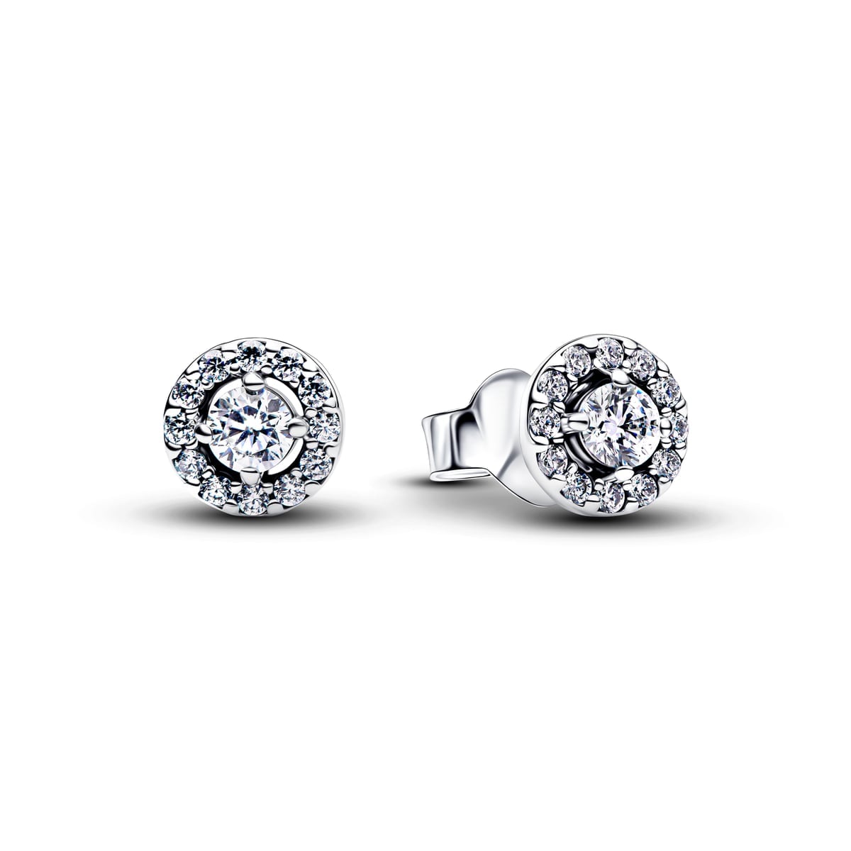 Round Pavé Halo Stud Earrings