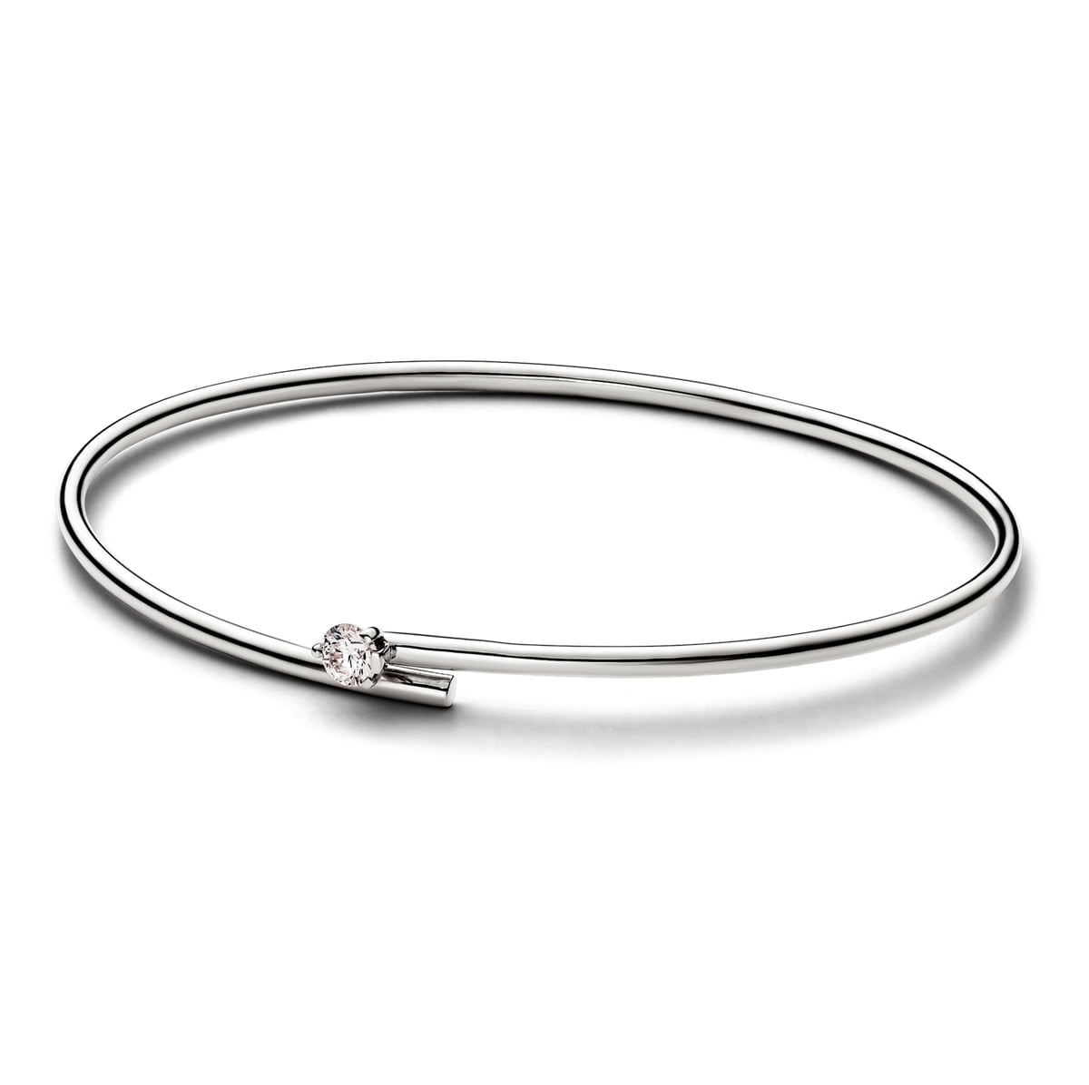 Pandora Nova 14k White Gold Lab-grown Diamond Open Bangle