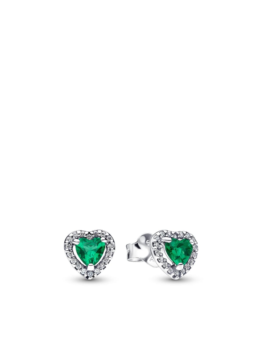 Elevated Green Heart Stud Earrings