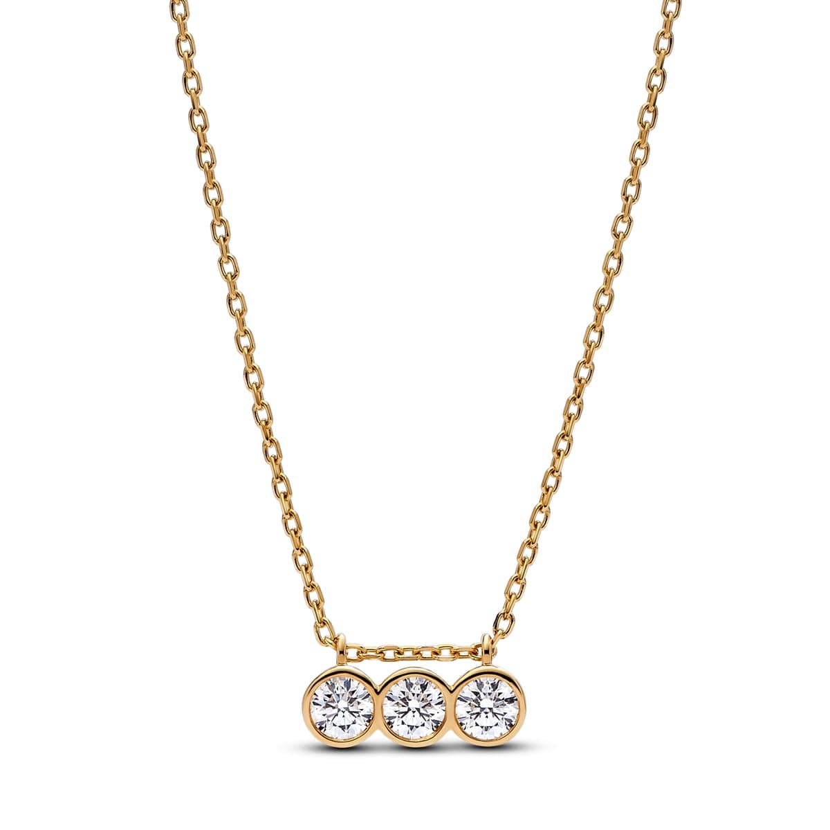 Pandora Era Bezel 14k Gold Triple Lab-grown Diamond Pendant Necklace 352873C01 352873 — foto 1 di 1