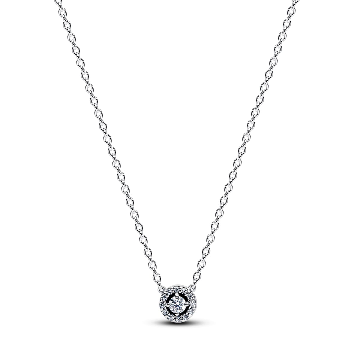 Round Pavé Halo Collier Necklace