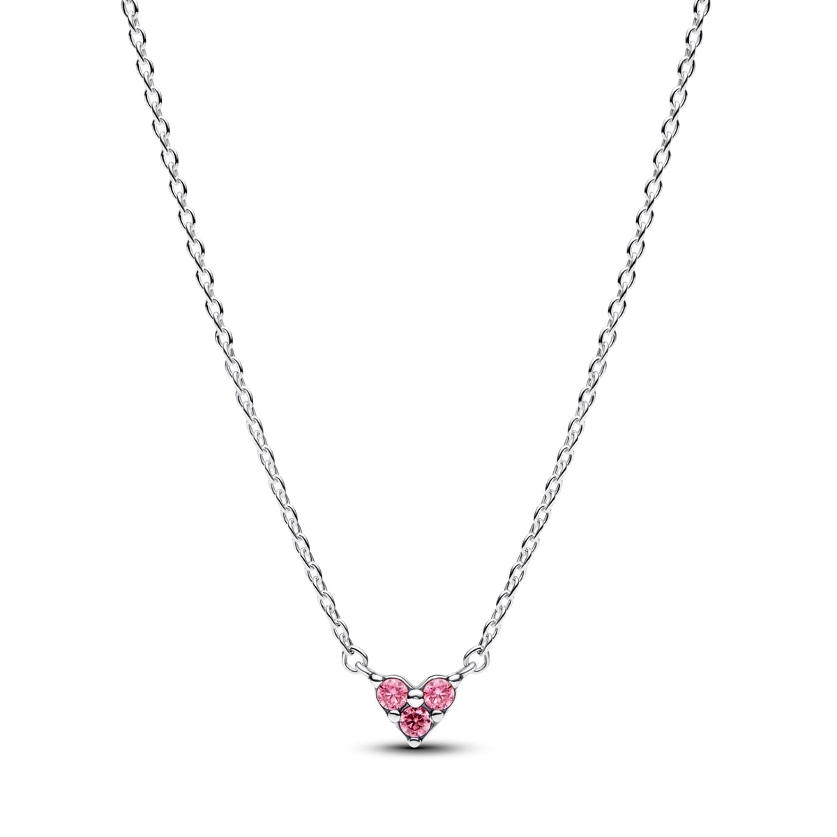 Triple Stone Pink Heart Collier Necklace
