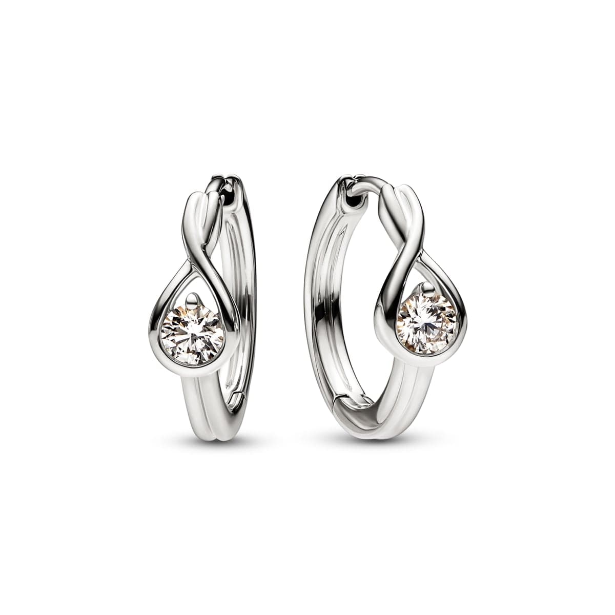 Pandora Infinite 14k White Gold Lab-grown Diamond Hoop Earrings 252411C01 252411 — photo 1 of 1