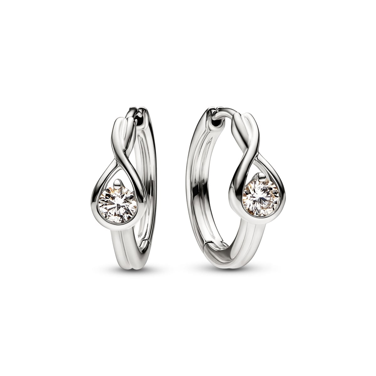 Pandora Infinite 14k White Gold Lab-grown Diamond Hoop Earrings