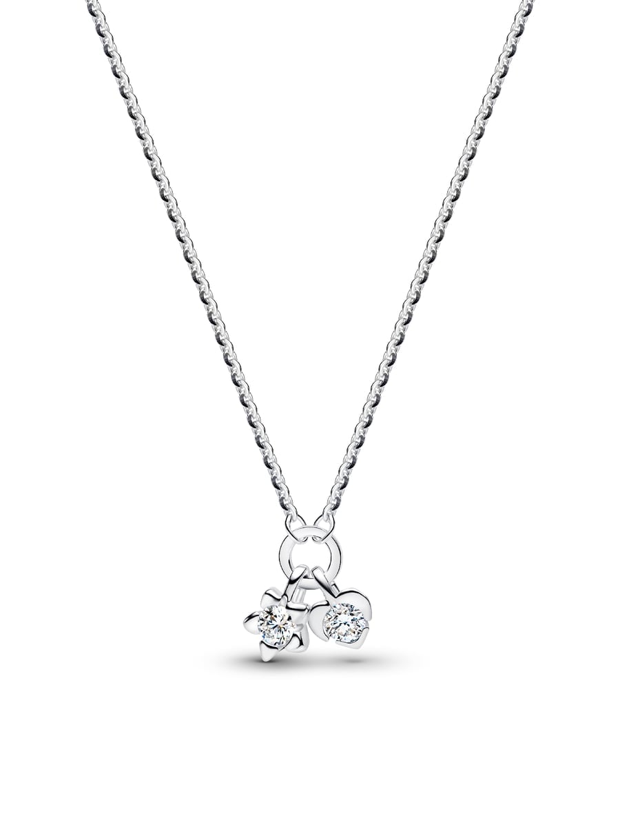 Talisman Sterling Silver Lab-Grown Diamond Heart & Star Dangle Pendant Necklace
