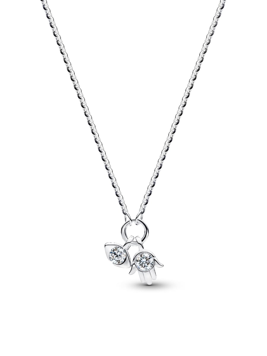 Talisman Sterling Silver Lab-Grown Diamond Evil Eye & Hamsa Hand Dangle Pendant Necklace
