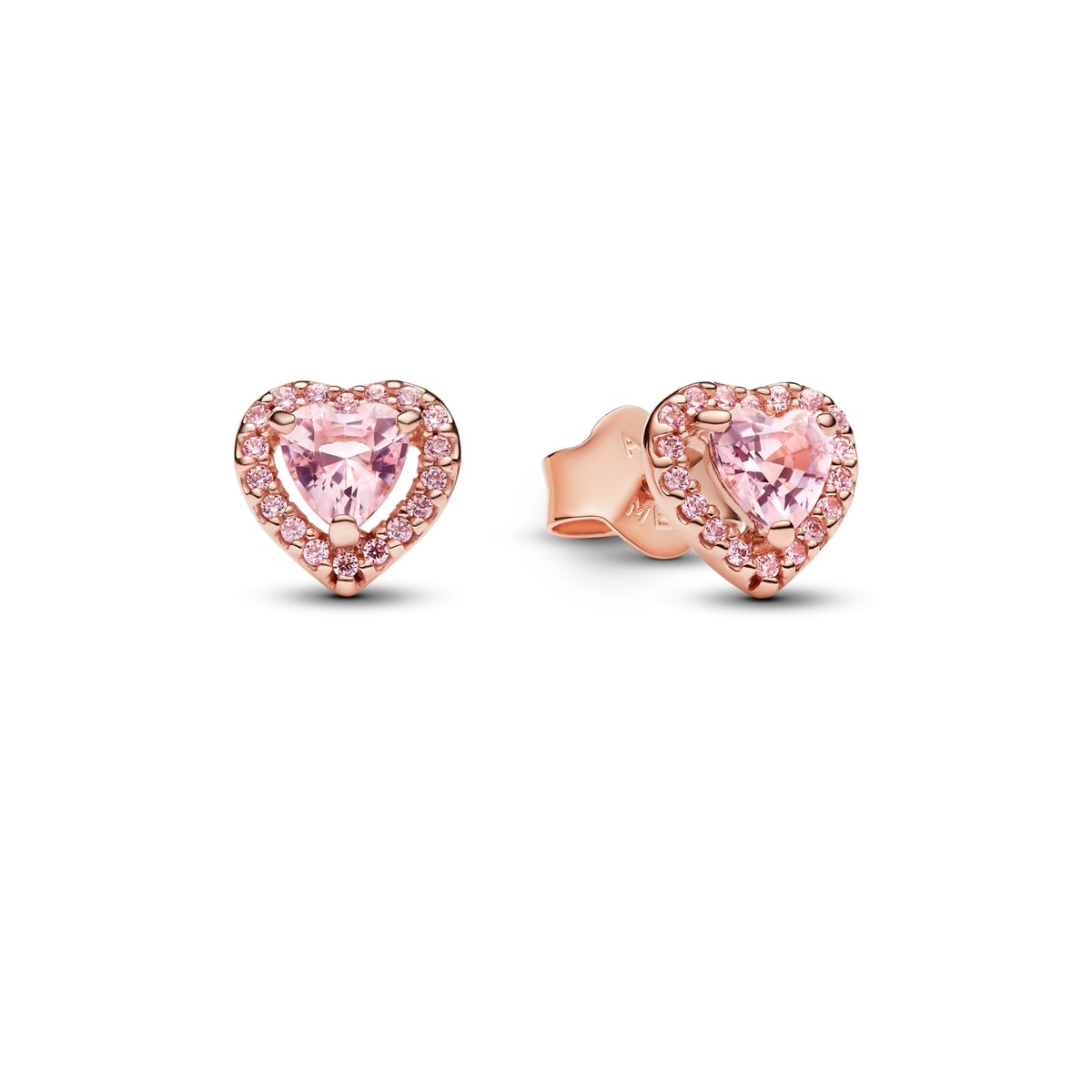 Pink Elevated Heart Stud Earrings