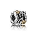 Charm, Sterling Silver, 14K Gold, Diamond 0.06 ct w/vs