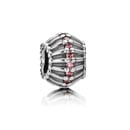 Silver Charm with Salmon Coloured Crystal