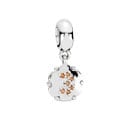 Silver '3' Dangle Charm with Garnet