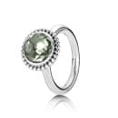 Sterling Silver Ring with Green Amethyst & Briolite