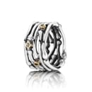 Sterling Silver Ring with 14ct Gold and Natural Coloured Diamond