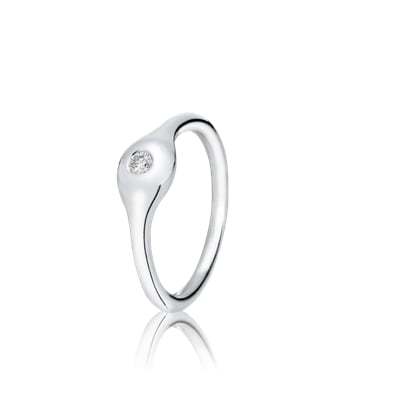 Ring 1 pod, white gold, diamond 0,05 ct w/vs