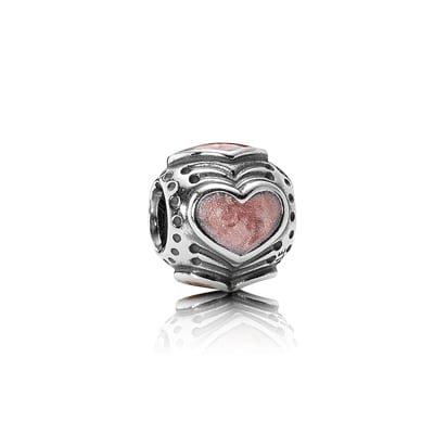 Bead Hearts w/Rose Enamel