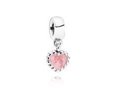 Sterling Silver and Pink Enamel Heart Dangle Charm