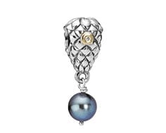 Silver charm, 14k, 0,02ct, pearl