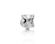 Four Petal Flower Clear CZ Charm