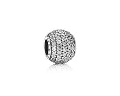 Abstract pave silver charm with cubic zirconia