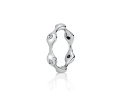 White Gold Wave Ring with Diamonds