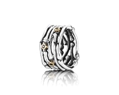 Ring, Sterling Silver, 14K Gold, Diamond 0.06 ct w/vs