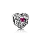 In my heart, clear cz & synthetic ruby