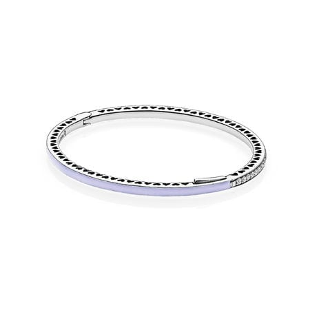 Radiant Hearts of Pandora Bangle Bracelet, Lavender Enamel & Clear CZ
