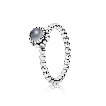 Sterling Silver & Grey Moonstone June Birthstone Ring