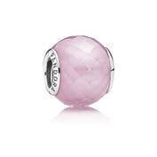 Abstract faceted silver charm with pink cubic zirconia