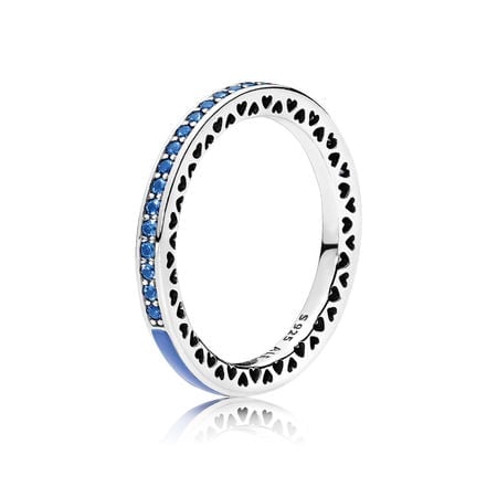 Blue Radiant Hearts of Pandora Ring