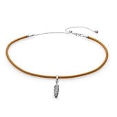 Golden Tan Leather Choker & Feather