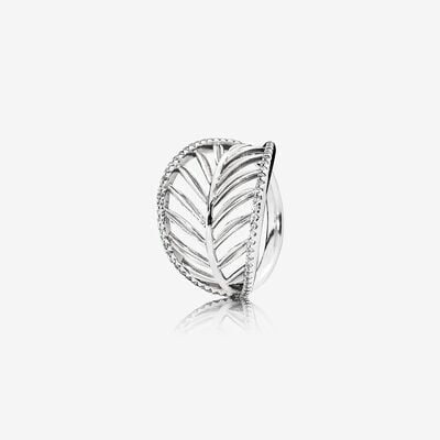 Tropical Palm Leaf Ring Clear CZ