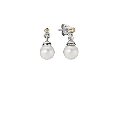Silver Earrings, 14K, Pearl