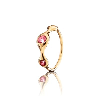 Ring, 18K Gold 3Pod, 3mm Red Topaz, 4mm Pink Topaz, 3mm Citrine