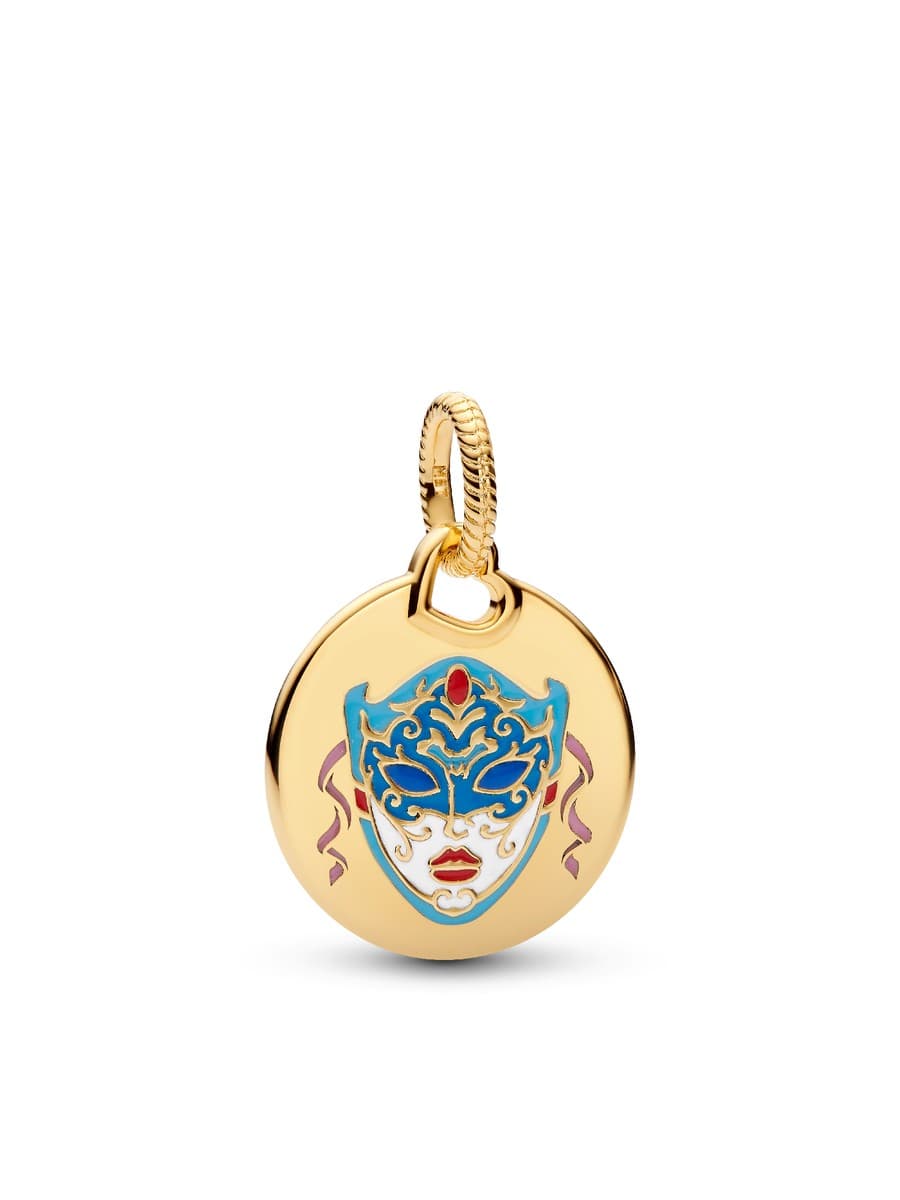 Pandora Venetian Mask Engravable Dangle Charm (14k Gold-Plated) 368610C00_E002 — Foto 1 von 1