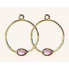 14K Gold Amethyst Hoop Earring Charm