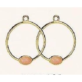 14K Gold Pink Opal Hoop Earring Charm