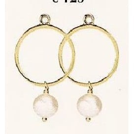 Charm 14K White Pearl Hoop