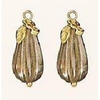 14K Gold Smokey Quartz Pear Earring Charm