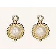 Pandora Charm 14K White Pearl Sm Beaded Hoop 25414P / 250414P — Foto 1 von 1