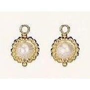 Charm 14K White Pearl Sm Beaded Hoop