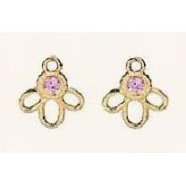 14K Gold Pink Sapphire Blossom Earring Charm