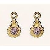 Charm 14K Pink Amethyst Beaded Small Hoop