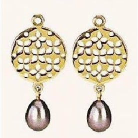 14K Charm Golden Disk w/ Lavender Natural Pearl