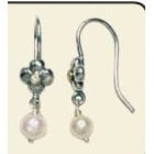 Flower Earrings with Pearl Dangle