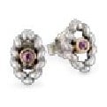 Silver earring, 14K, sapphire