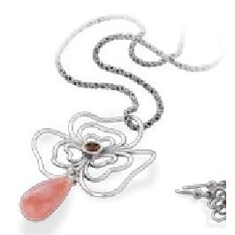 Silver Chain with Opal and Cubic Zirconia