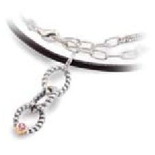 Leather, silver, 14K, sapphire