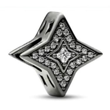 Sparkling Star Ruthenium-Plated Charm with Clear Cubic Zirconia