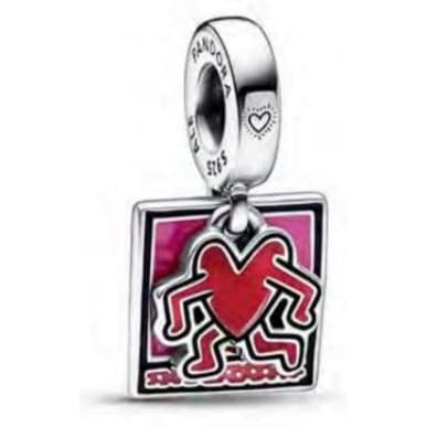 Pandora Keith Haring x Pandora Walking Heart Double Dangle Charm 792216C01 792216 — Foto 1 von 1